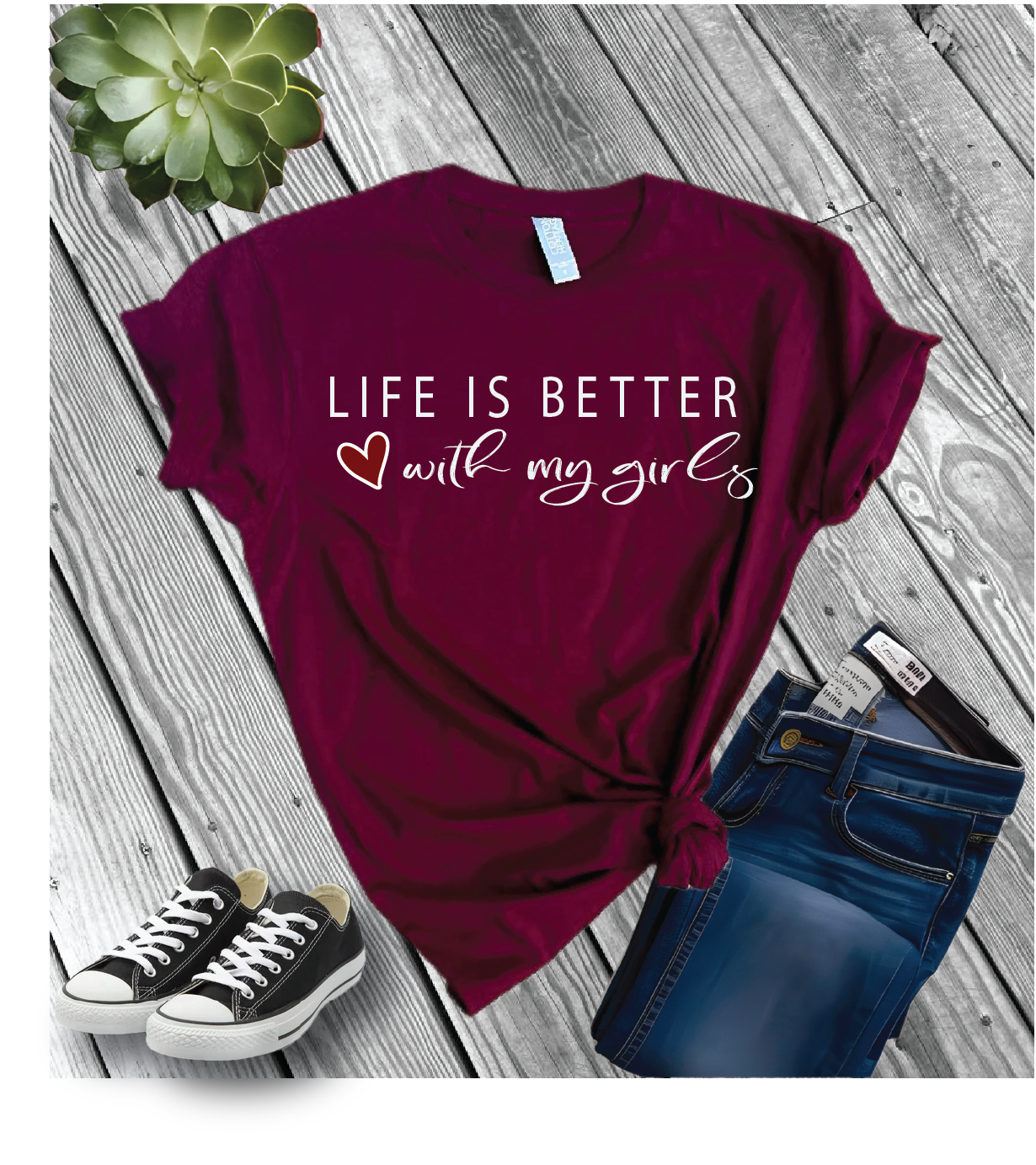 Cotton Heritage Unisex Short Sleeve T-Shirt (MC1040) With Life is better with my Boys/Girls Design
