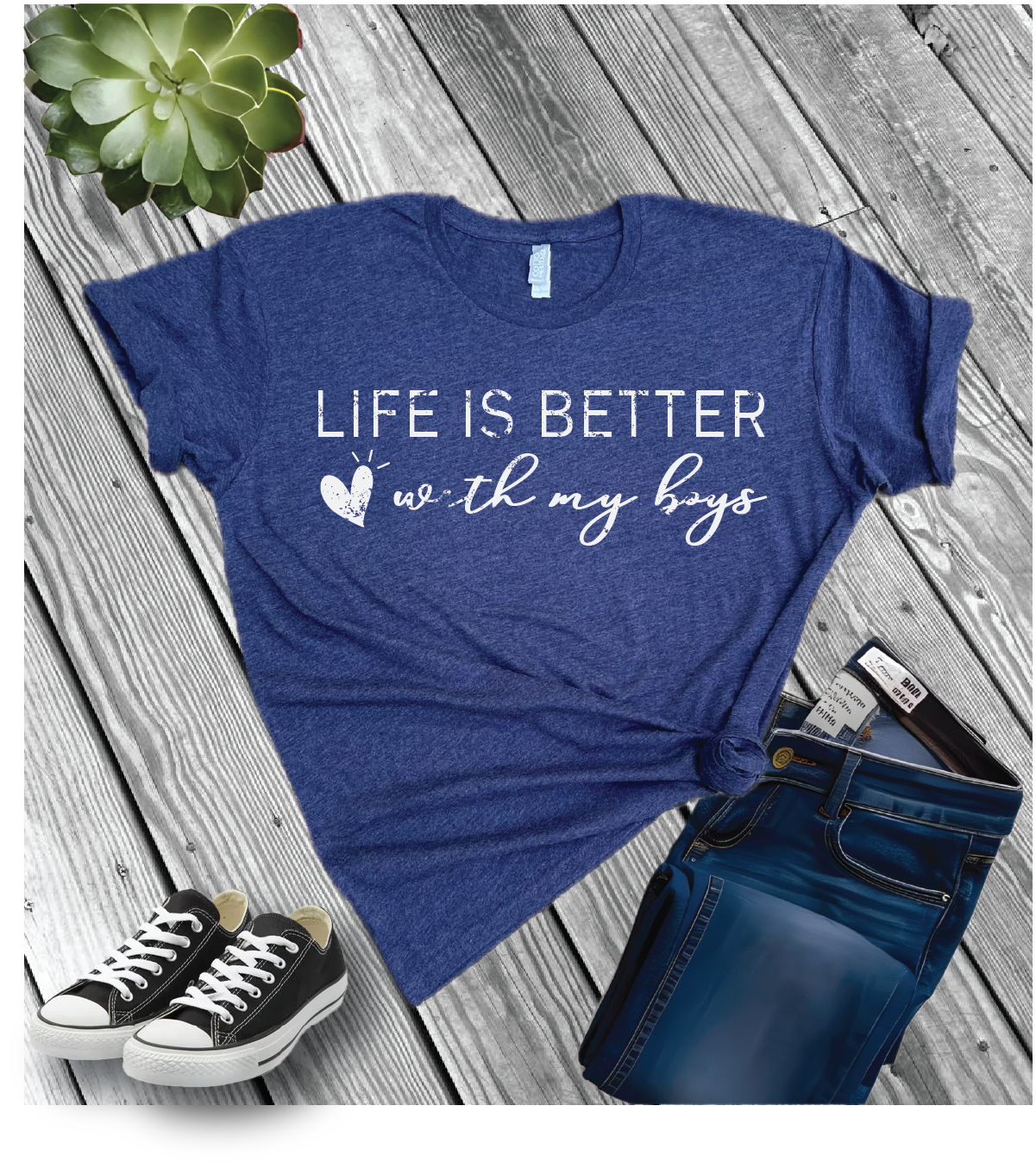 Cotton Heritage Unisex Short Sleeve T-Shirt (MC1040) With Life is better with my Boys/Girls Design