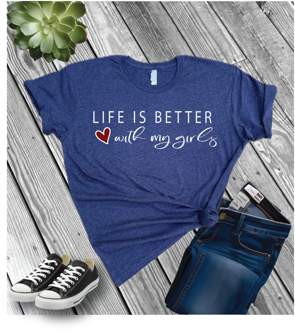 Cotton Heritage Unisex Short Sleeve T-Shirt (MC1040) With Life is better with my Boys/Girls Design