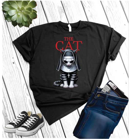 Cotton Heritage Unisex Short Sleeve T-Shirt (MC1040) With Funny Halloween Cat DTF Design