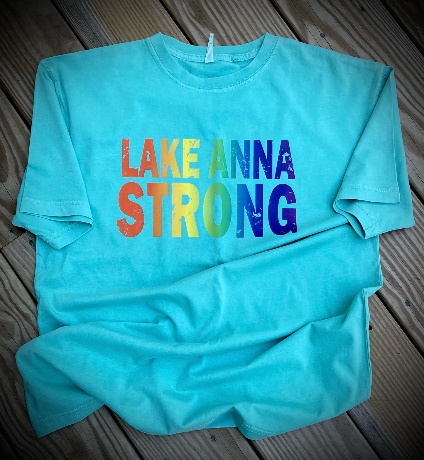 Cotton Heritage Garment Dyed Short Sleeve T-Shirt (OU1690) with Lake Anna Strong DTF Design