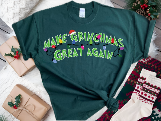 OTTO Unisex Heavyweight Comfy Holiday Designed Tee T-Shirt (651-201) Make Grinchmas Great Again