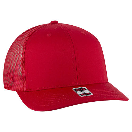 OTTO Cap 6 Panel Mid Profile Mesh Back Trucker Hat (112-1)