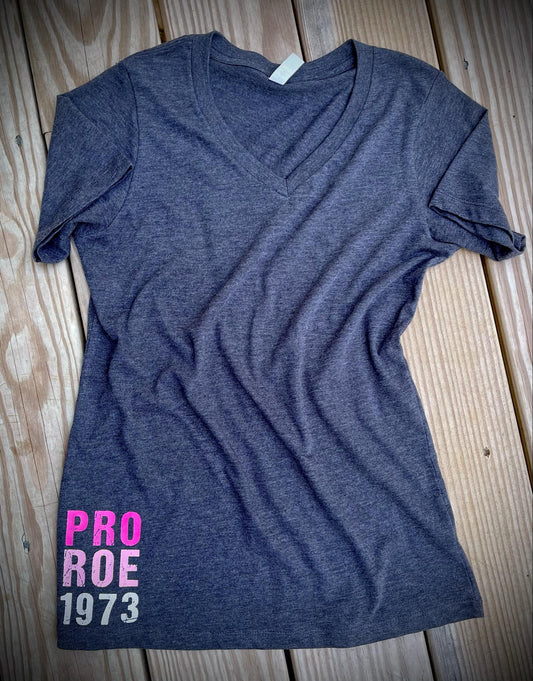 Cotton Heritage Women's Premium Short Sleeve V-Neck T-Shirt (HC1125) "Pro Roe 1973" DTF Design