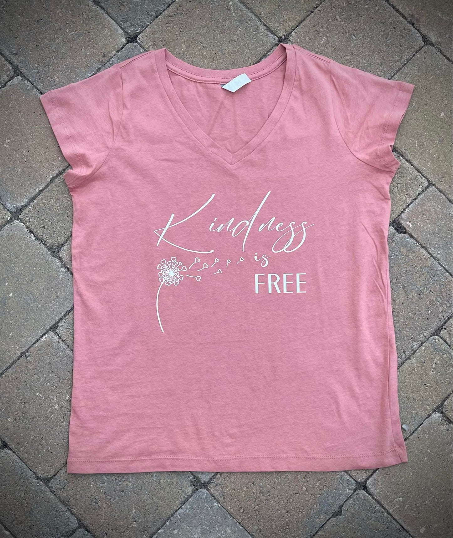 Cotton Heritage Ladies V-Neck Kindness Is Free T-Shirt