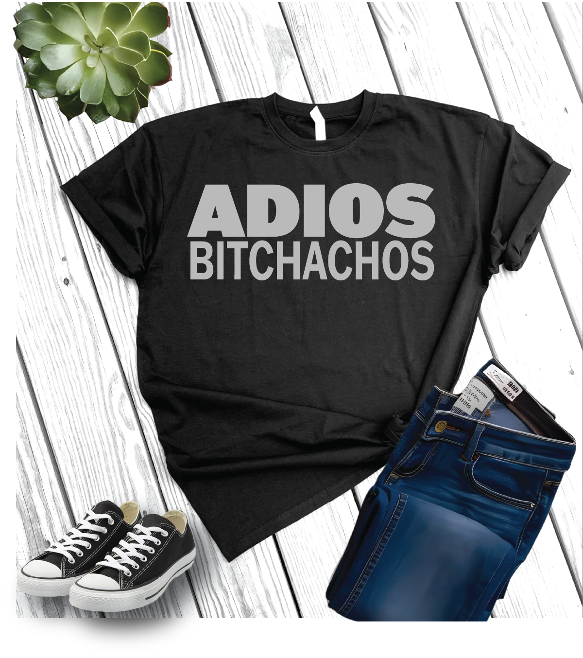 Cotton Heritage Unisex Short Sleeve T-Shirt (MC1040) With Adios Bitchachos DTF Design