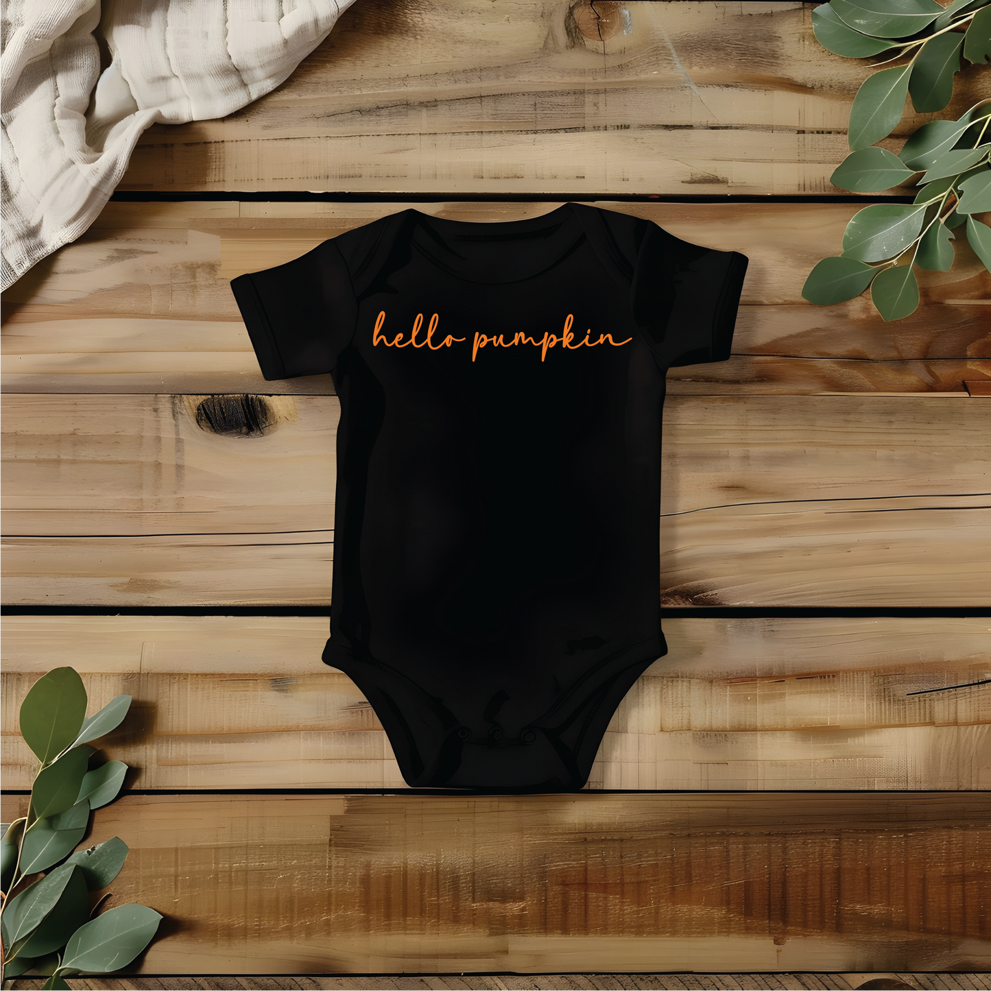 SoftBebe Infant Short Sleeve Onesie with "hello pumpkin" DTF Design