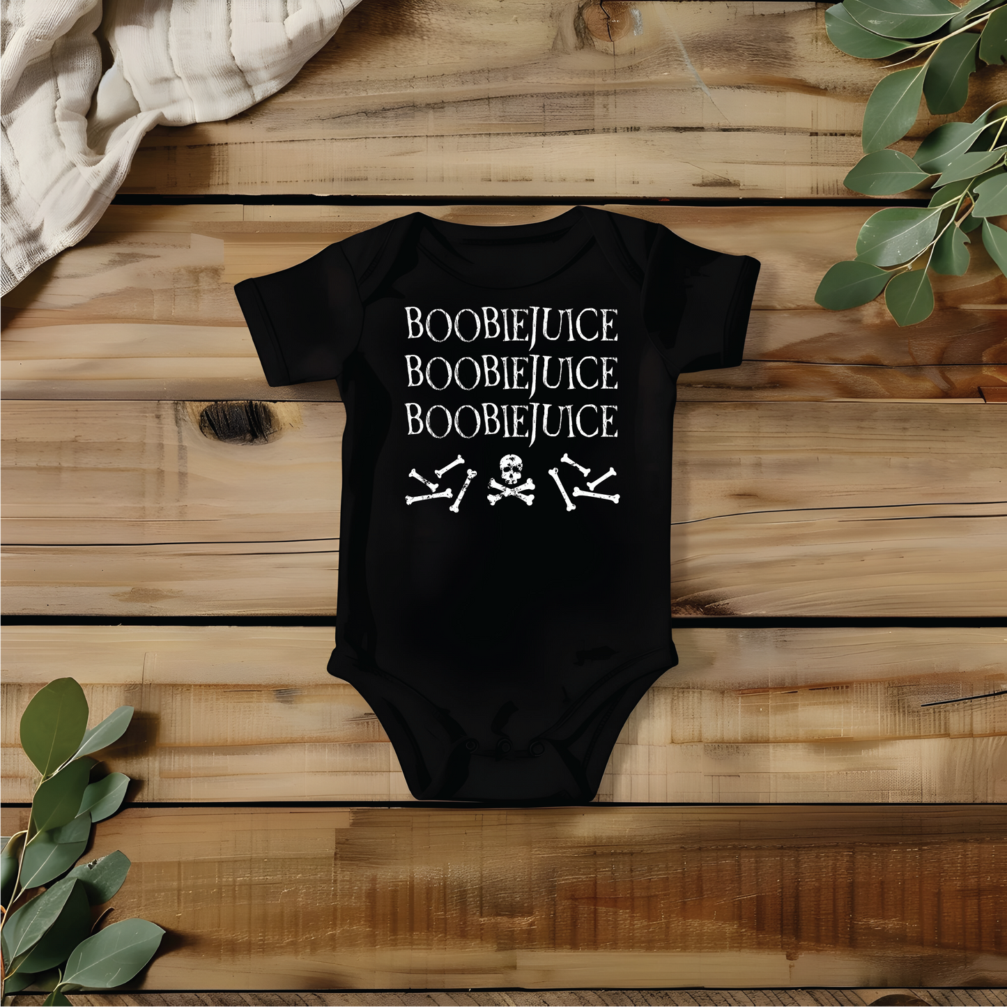 SoftBebe Infant Short Sleeve Onesie with "boobiejuice boobiejuice" DTF Design