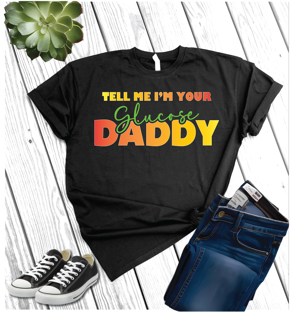 Cotton Heritage Unisex Short Sleeve T-Shirt (MC1040) With Tell Me I'm Your Glucose Momma/Daddy DTF Designs