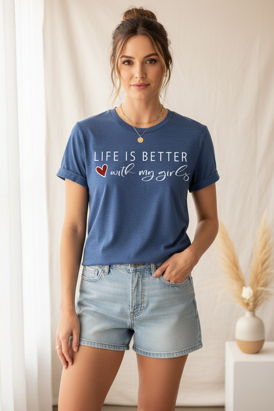 Cotton Heritage Unisex Short Sleeve T-Shirt (MC1040) With Life is better with my Boys/Girls Design