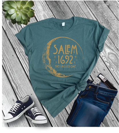 Cotton Heritage Unisex Short Sleeve T-Shirt (MC1040) With Salem 1692 and Lunar Moons DTF Design