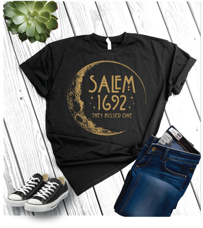 Cotton Heritage Unisex Short Sleeve T-Shirt (MC1040) With Salem 1692 and Lunar Moons DTF Design