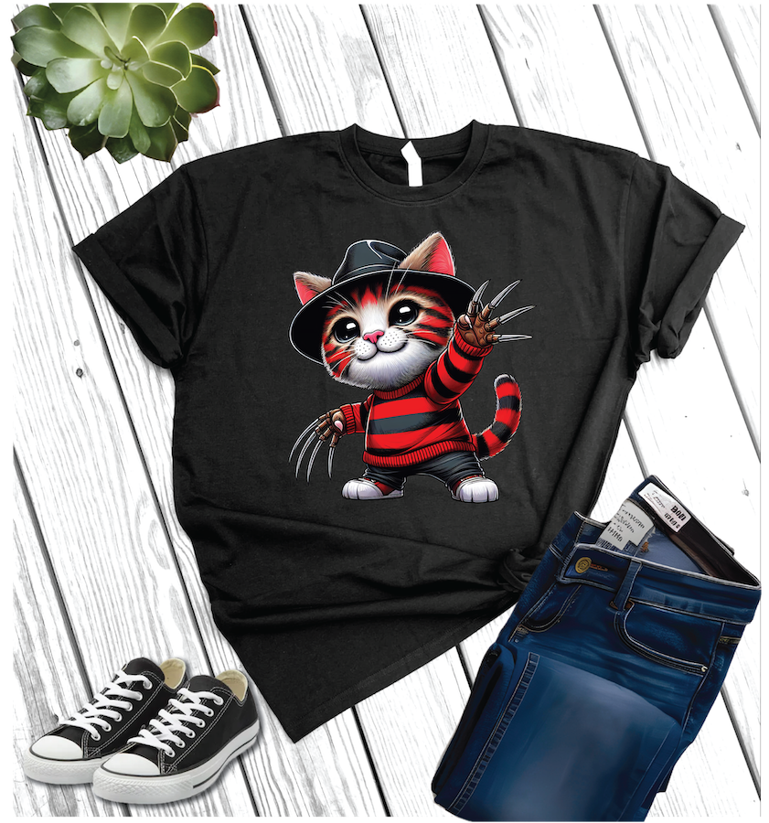 Cotton Heritage Unisex Short Sleeve T-Shirt (MC1040) With Funny Halloween Cat DTF Design