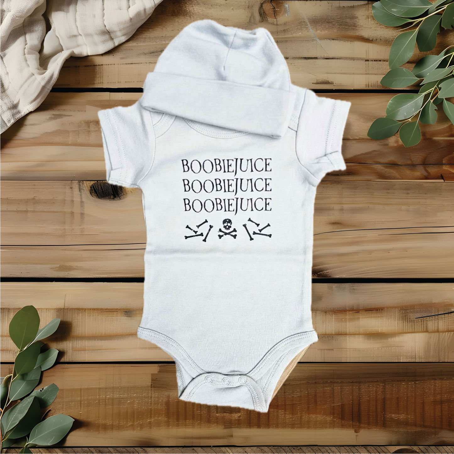 SoftBebe Infant Short Sleeve Onesie with "boobiejuice boobiejuice" DTF Design