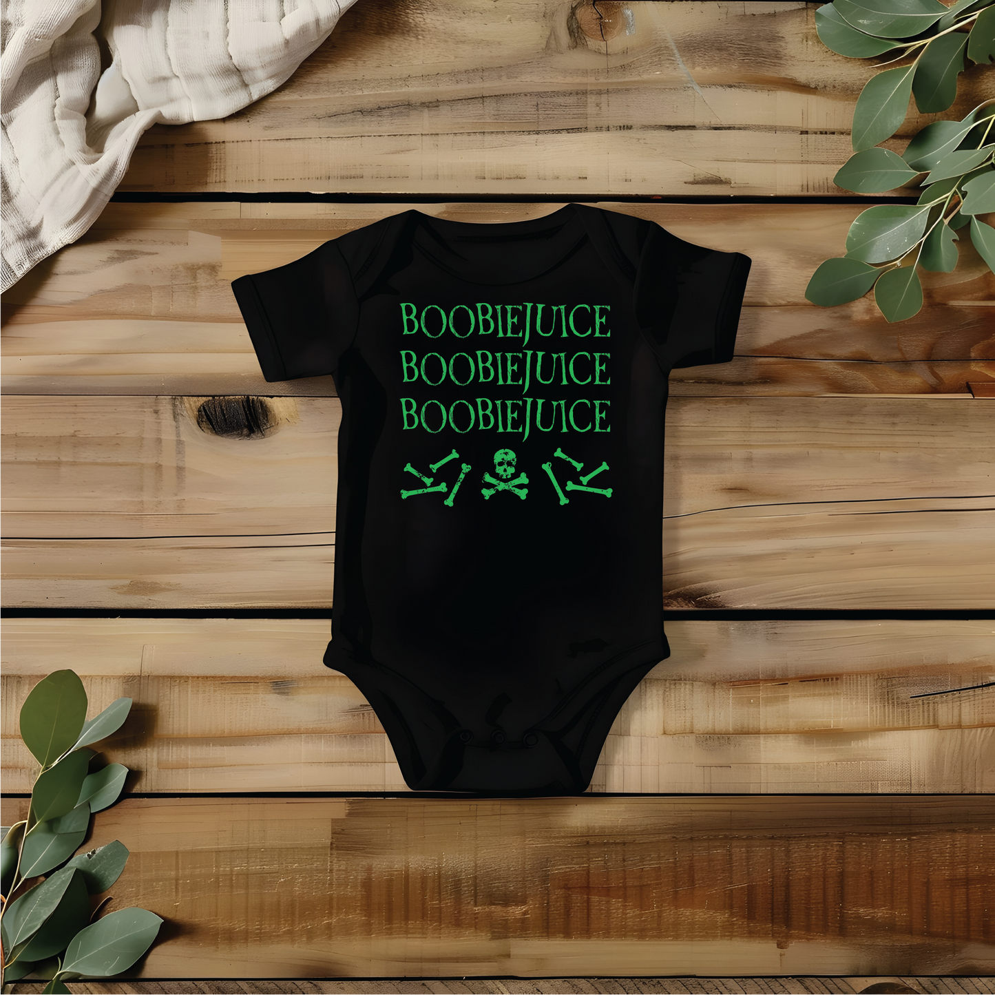 SoftBebe Infant Short Sleeve Onesie with "boobiejuice boobiejuice" DTF Design