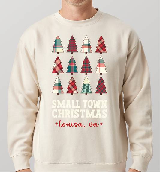 Cotton Heritage Lightweight Fleece Crewneck (M2460) with Small Town Christmas DTF Design