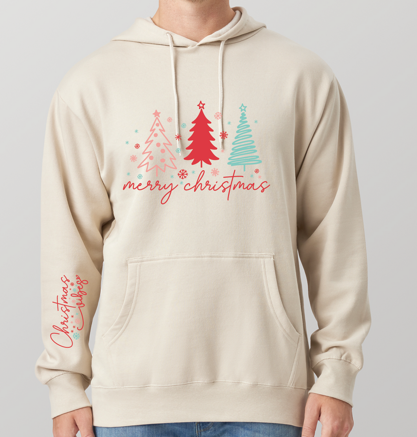 Cotton Heritage Lightweight Pullover Hoodie (M2500) with Christmas Vibes DTF Design