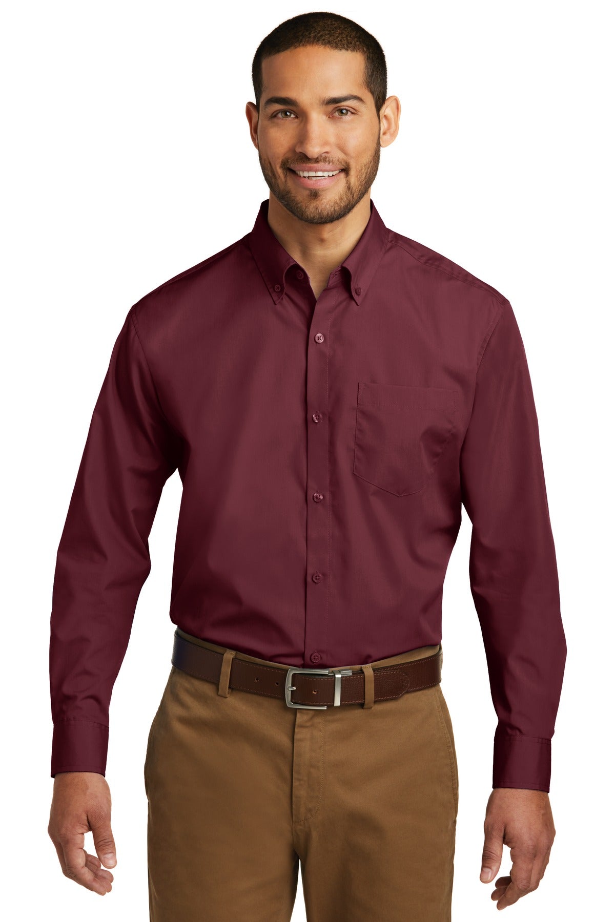 Port Authority - Long Sleeve Carefree Poplin Shirt (W100)