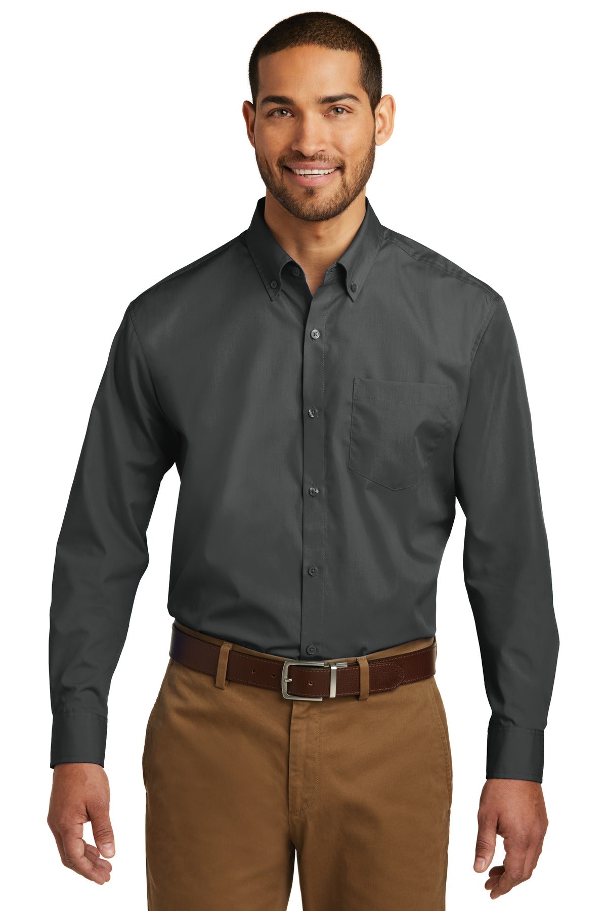 Port Authority - Long Sleeve Carefree Poplin Shirt (W100)