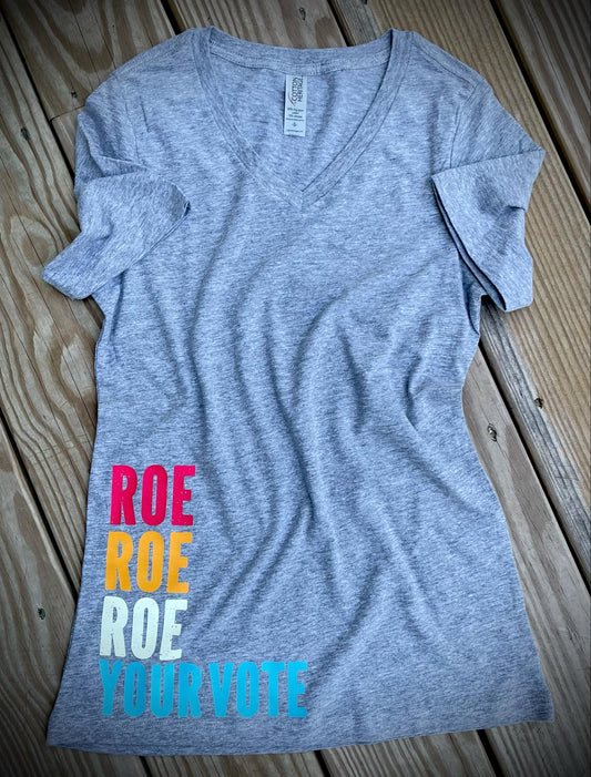 Cotton Heritage Women's Premium Short Sleeve V-Neck T-Shirt (HC1125) "Roe Roe Roe Your Vote" DTF Design