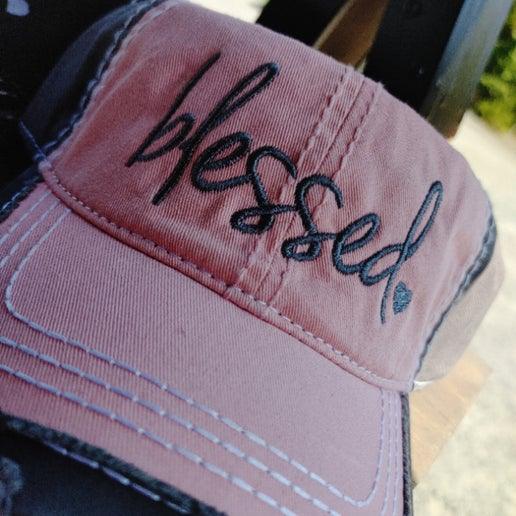 6 Panel Low Profile "Blessed" Embroidered Dad Hat - Kraft Life Custom Apparel