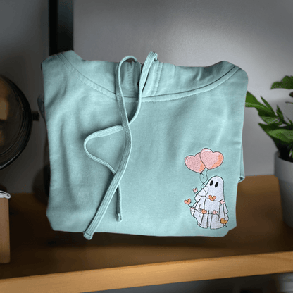 Cotton Heritage Women's French Terry "Romantic Ghost" Embroidered Hoodie - Kraft Life Custom Apparel