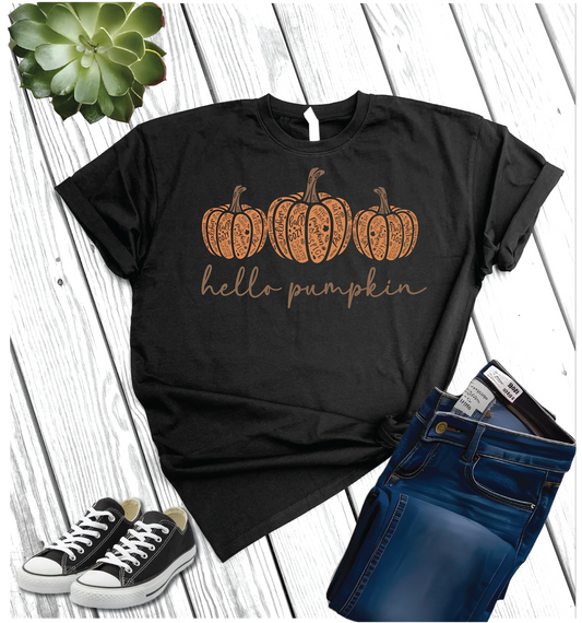 Cotton Heritage Unisex Short Sleeve T-Shirt (MC1040) With Hello Pumpkin DTF Design