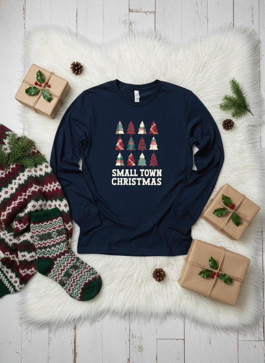 Men's Premium Long Sleeve Tee (MC1182) with Small Town Christmas Print