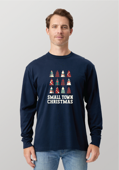 Men's Premium Long Sleeve Tee (MC1182) with Small Town Christmas Print